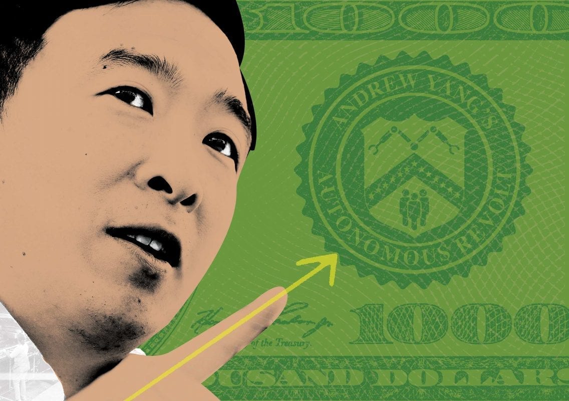 Postindustrial, Andrew Yang’s autonomous revolt, By Sarah Earle, Illustration by Olson McIntyre