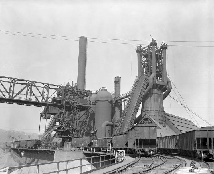 Carrie Blast Furnaces just outside of Pittsburgh are part of the former massive U.S. Steel Homestead Steel Works, which employed about 15,000 people at its peak. (photograph courtesy of Rivers of Steel)