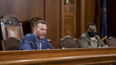Sens. Dan Laughlin (left) and Sharif Street introduced a bill to legalize recreational cannabis in 2021.
