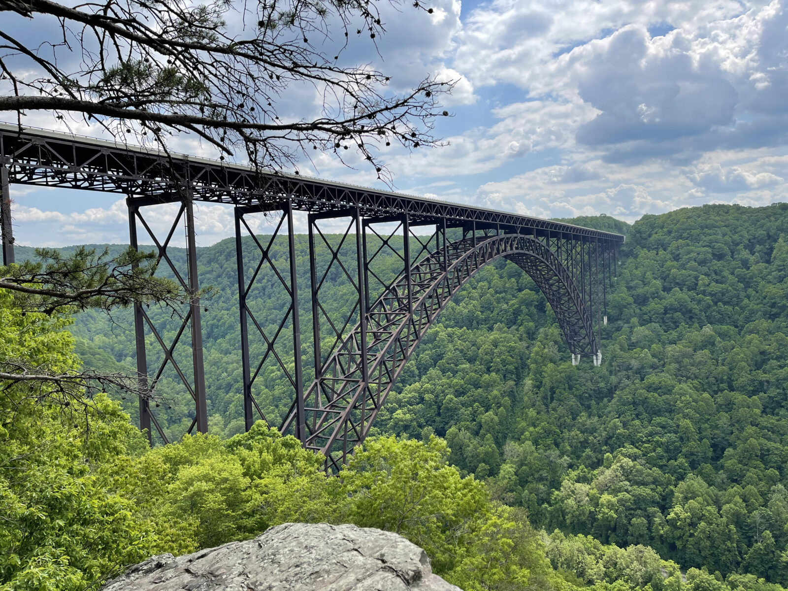 The New River Gorge Bridge, a steel arch bridge near Fayetteville, W.Va., part of the New River Gorge National Park, in the Appalachian Mountains. (Photograph by Lindsay Plaskett)
