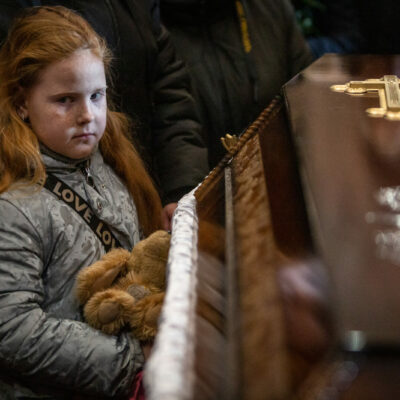 A funeral was held for three of those killed at the International Peacekeeping and Security Center in Yavoriv outside of Lviv near the border with Poland Sunday morning. It was held at the Church of the Most Holy Apostles Peter and Paul in Lviv, Ukraine.