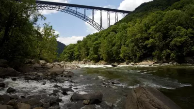 New River Gorge Bridge located in the Appalachian Mountains of southern West Virginia. Photograph by Robert Pernell