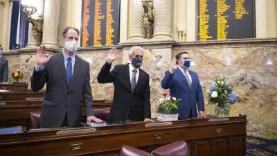 Democrats Rep. Mark Longietti (left) and Rep. Chris Sainato (center) topped the list of reimbursements in the House.